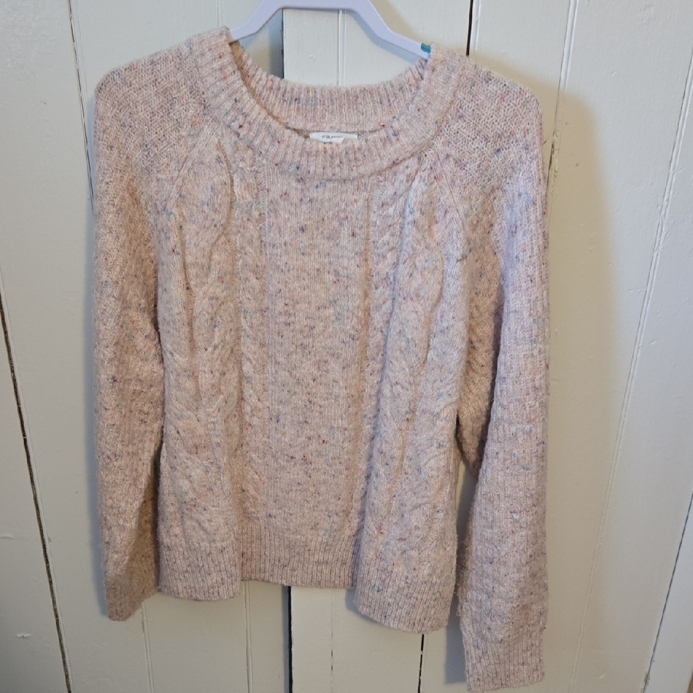 Maurices Speckled Cable Crewneck Sweater - Pale Pink